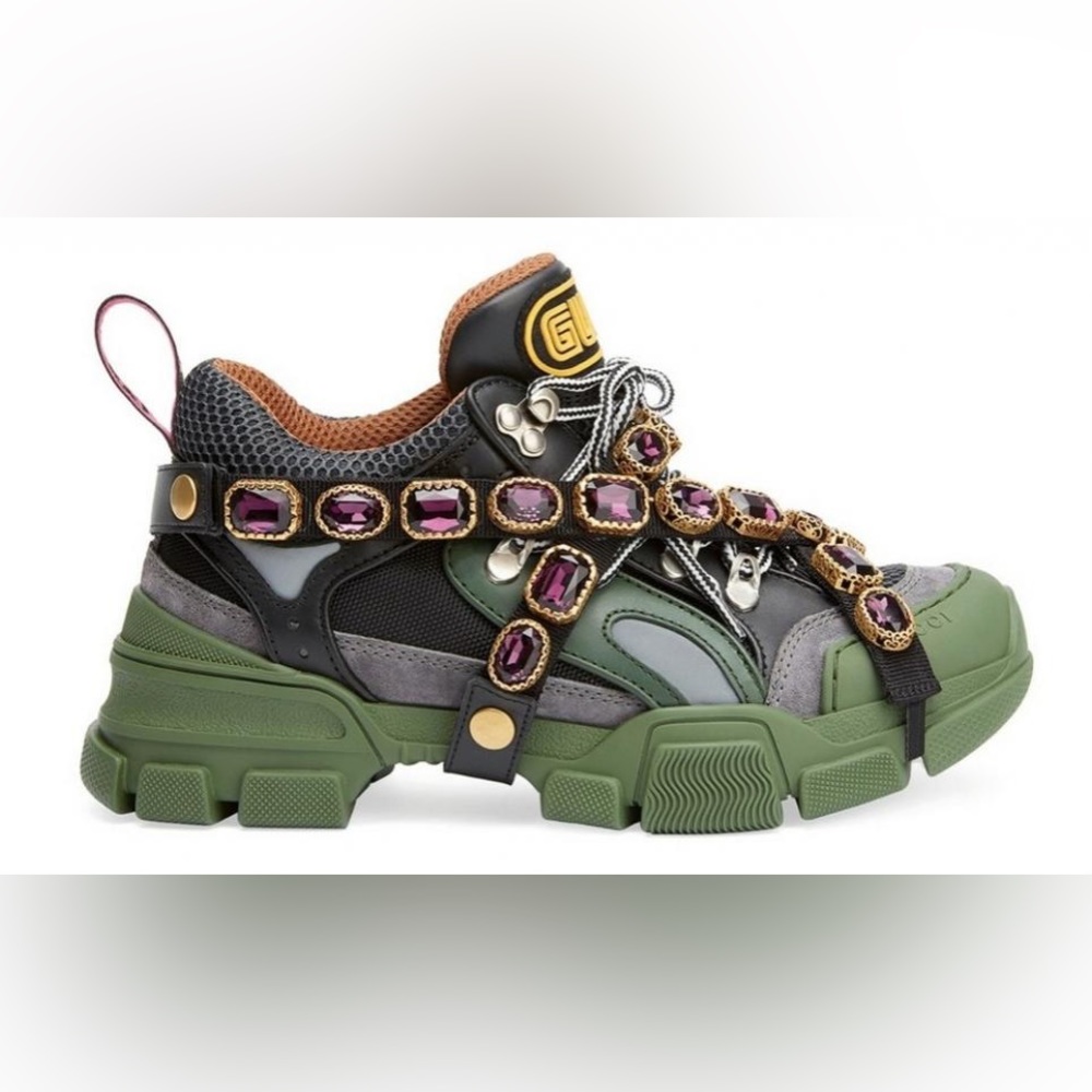Gucci Flashtrek Leather Sneaker with Crystals